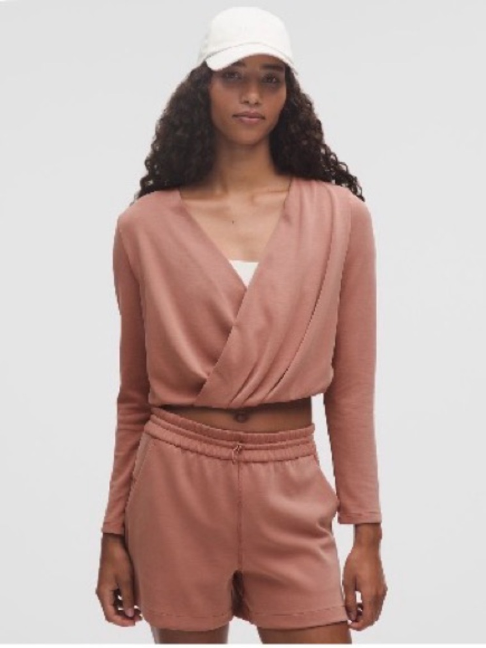 lululemon athletica Cropped Wrap Long Sleeve Top in Dusty Rose